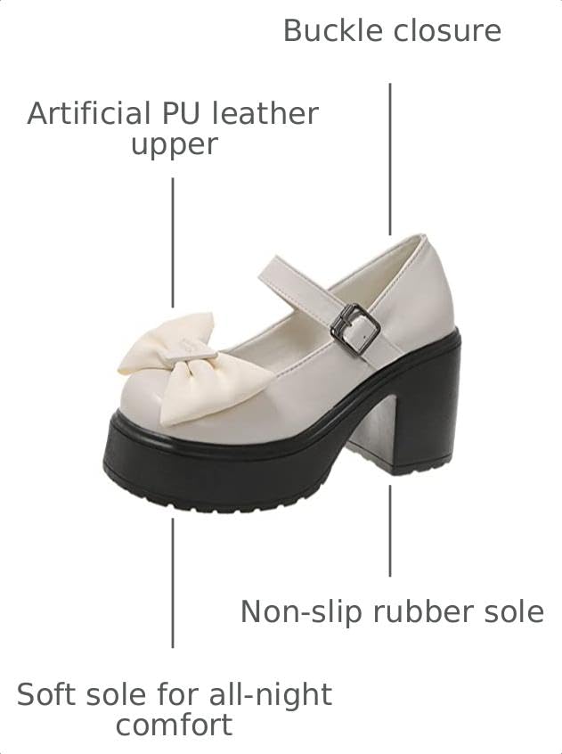 Image of Women's Platform Mary Janes Heart Cat Buckle Rivets Ankle Lolita Gothic Princess Platform Pumps Patent Leather Thorn Vintage Traditional Embroidery Upper Dress Shoes