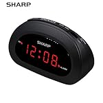 Sharp Small, Space-Saving Digital Alarm Clock – Compact Bedside Clock with Large Red LED Display, Easy Top Button Controls, Snooze, and Battery Backup – Perfect for Bedroom, Dorm, or Travel - Image 5