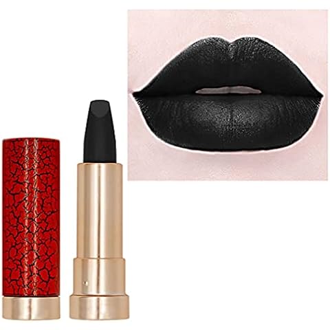 Edanta Matte Lipstick Black Lip Stick Velvet Cream Lipsticks High Pigment Lipgloss Halloween Makeup for Women and Girls Pack of 1 (Black 10#) Cover