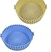 Taicols Pentola in silicone per friggitrice ad aria- Friggitrici Reusable Silicone Basket, Non-Stick Silicone Bowl, per forno, teglia per torte a microonde ((grano saraceno giallo + azzurro cielo)