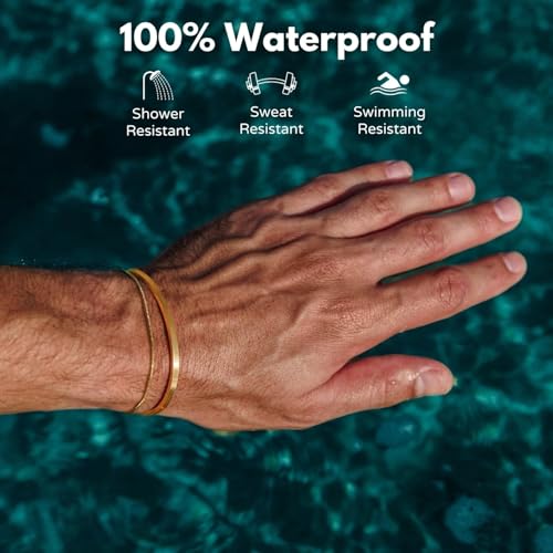 Fezgoat Waterproof Bracelet Set for Men-925 Sterling Silver/14k Gold Plated Stack Snake Cuban Link Chain Cuff Bracelet Mens Jewelry Gift3