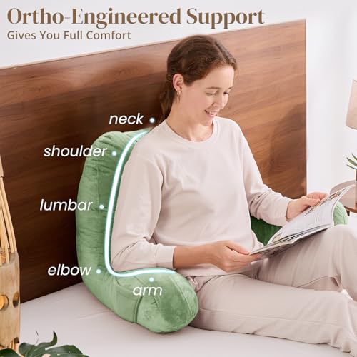 Image of Sasttie Reading Pillow for Bed, Back Pillow for Sitting Up, Sage Green
