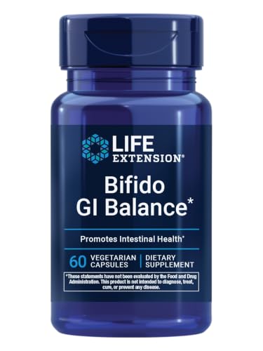 Life Extension Bifido GI Balance probiotics Bifidobacterium longum BB536 (2 Billion CFU) Support Healthy Gut & Digestive Health Gluten-Free Non-GMO Vegetarian 60 Capsules