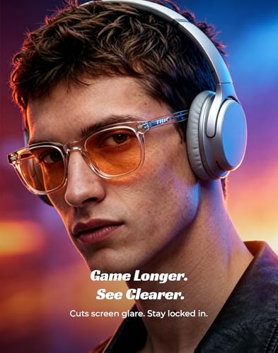 Image of TIJN Premium Blue Light Blocking Glasses for Women Men Computer Gaming Use | Square TR90 Frame Nerd Eyeglasses Anti Blue Ray with Red, Orange, Clear Lens for Computer, Phone, TV and Evening Screen Use