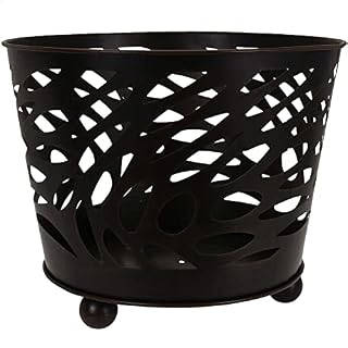 idooka Round Indoor Log Storage - Raised Metal Casual Design Log Holders for Fireplace Diameter 45cm, Height 35.5cm, Weight 1.5kg - Log Storage Indoor/Log Storage Outdoor - Fireplace Accessories