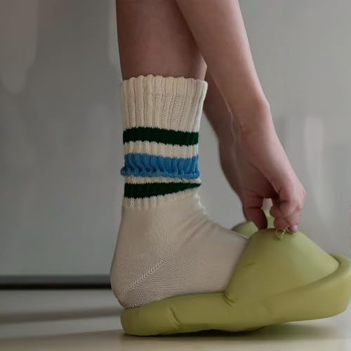Image of 7 pairs of women's Striped Retro Crew Socks,Sporty Style,Casual cotton socks