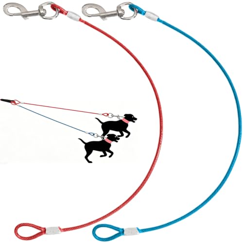 Mi Pupjoy 2 Pack Chew-Proof Dog Leash Extension, Tangle Free Cable Extender for Dogs, Anti Chew...