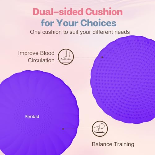 Image of kisnbld Wobble Cushion, Extra Thick Wiggle Seat for Sensory Kids, Non-slip Balance Disc with Inflation Pump for Adults Core Strength, Posture Improvement & Physical Therapy (13.5in /34cm)