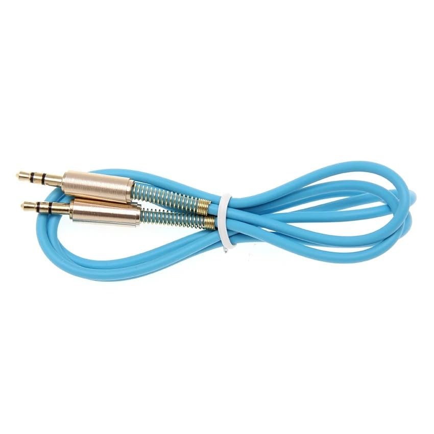 1m Spring Aux Audio Extension Cable Male to Male Stereo Auxiliary Headphone Cord Wire