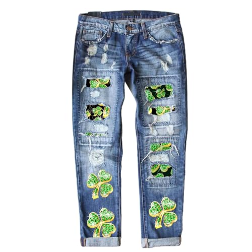Pantalon en jean femme Street Sampa droit aux finitions imprimées de qualité