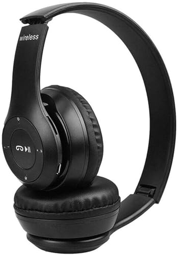 Image of Wireless Bluetooth Headphones with AUX Support | Comfortable Ear Pads | Over-Ear Foldable Headset with Mic | Compatible with Mobile, Laptop, Tablet-Black