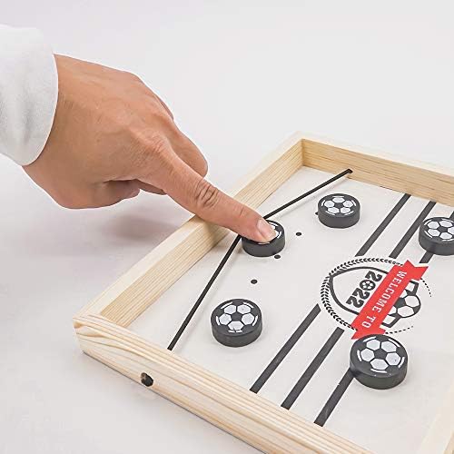 EVERGD Fast Sling Puck Game, Wooden Ice Hockey Table Game, Portable Slingshot Foosball Board Games Toys for Parent-Child Toy Board Table Game