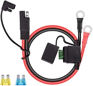 SAE Battery Connector - iGreely 10 Gauge Wire SAE to O Ring Terminal, 2-Pin Quick Disconnect SAE Battery Cable Extension Wire for Solar Panel Automotive Marine Motorcycle Cars RV 10 AWG 2ft/60cm