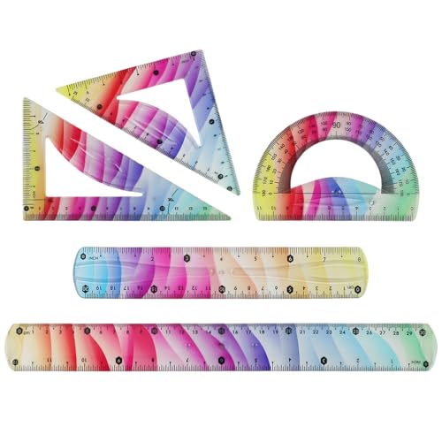 SacJkt Set de Reglas Flexibles, Juego Geométrico, 5 Piezas