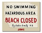 Desperate Enterprises Jaws No Swimming Tin Sign - Nostalgic Vintage Metal Wall Decor - Made in USA