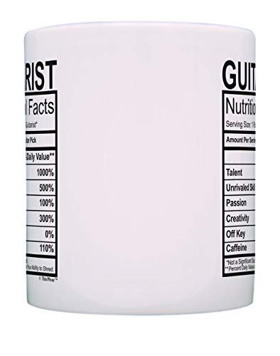 Music Lovers Gifts Guitarist Nutritional Facts Mug Guitar Mug Music Themed Gift Music Related Gifts Rock Gifts for Men Coffee Mug Tea Cup White