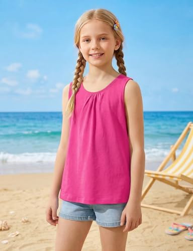 Image of Noomelfish Girls Criss Cross Back Tank Tops Soft Jersey Cotton Sleeveless Shirts (3-12 Years)