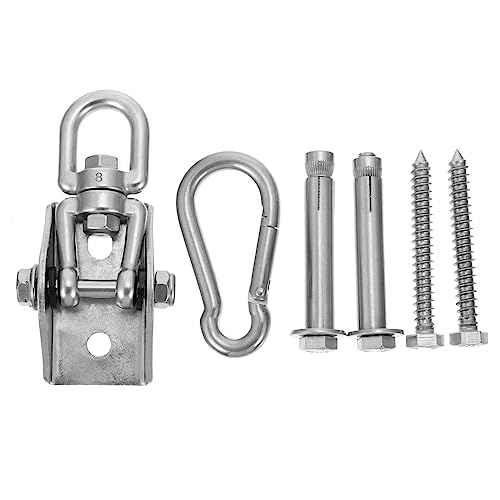 BESPORTBLE 1 Set Heavy Duty Stainless Steel Rigging Kit for Hammocks and Swing Chairs Complete Wheel Hook and Swinging Ring Easy to Use Strong Bearing Capacity Long Lifespan