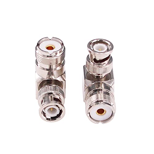 Adaptador coaxial BNC macho a UHF hembra ángulo derecho x2 miniatura 4