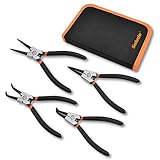 SOLUDE 4-piece Snap Ring Pliers Set,7-Inch Internal/External Circlip Pliers with Straight/Bent Jaw