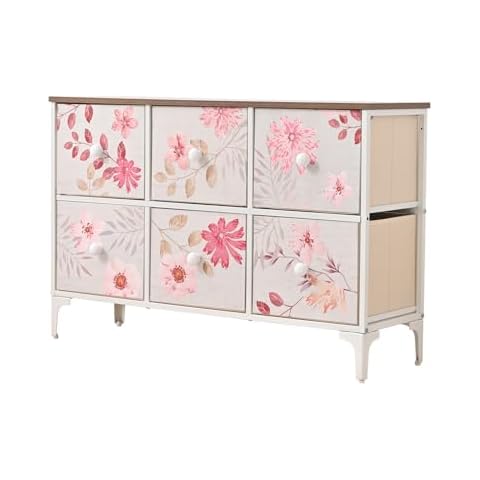 Qyuruisi Dresser for Bedroom, 6 Drawers Wide Chest of Drawers for Living Room, Console Table with Storage Organizer, Modern Dresser with Wood Top Cover