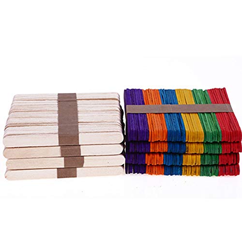 Egurs - Palillos de madera (400 unidades, 15 x 1,8 cm), multicolor y natural
