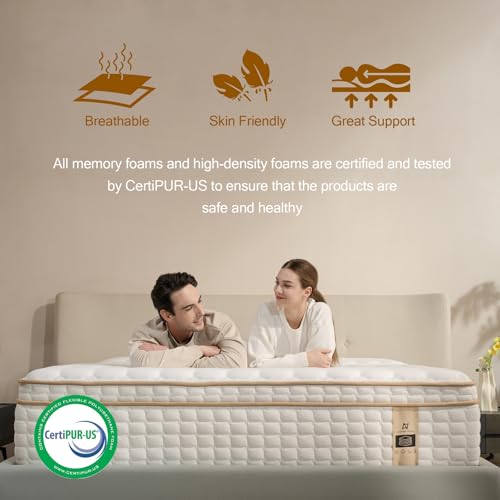 Full Size Mattress,12 Inch Hybrid Full Mattress in a Box with Memory Foam and Pocket Spring for Pressure Relief & Comfort Sleep & Zoned Support, Medium Firm,CertiPUR-US