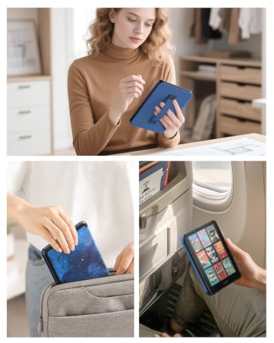 Image of MoKo Case for 7 inch Kindle Paperwhite(12th Gen 2024) and Kindle Colorsoft Signature Edition 2024, Lightweight Shell Cover with Hand Strap Auto Wake /Sleep for Kindle Paperwhite 2024, Blue Starry Sky