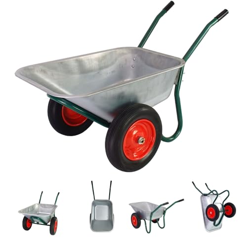 2-Rad Schubkarre Gartenschubkarre Schiebkarre Gartenkarre 100l 160kg (Metall | Kunststoff/Luftrad | PU-Rad) (Kunststoff | Luftrad) (Metallwanne + PU Räder) Nach Auswahl