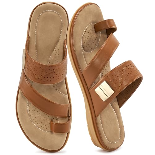 Womens Flats Sandals Shoes 2025: Comfortable Casual Slides Summer Walking Flip Flops for Vacation Beach