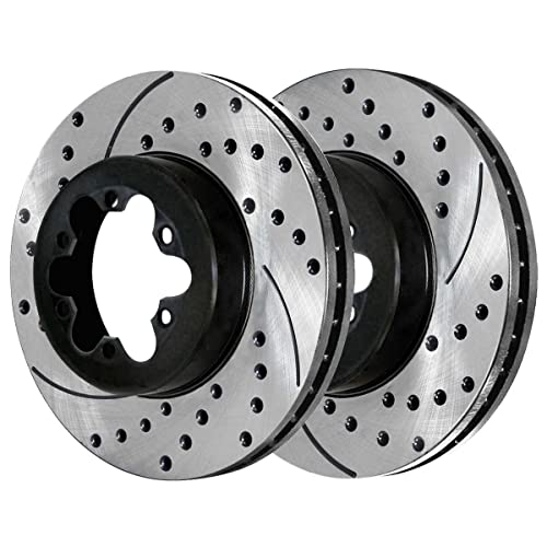 AutoShack PR65092LR Front Drilled Slotted Brake Rotors Black Pair of 2 Driver and Passenger Side Replacement for Isuzu i-290 i-370 2006 i-280 i-350 2004-2008 Chevrolet Colorado 2004-2008 GMC Canyon