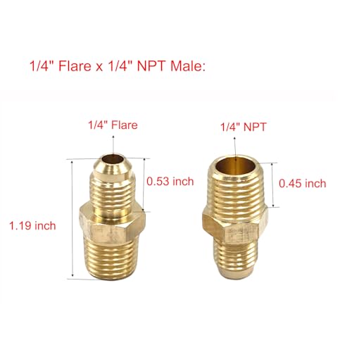 Conectores abocardados de latón de 1/4" NPT para sistemas de refrigeración e hidráulica 3