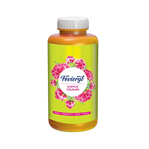 Image of Fevicryl Acrylic Colour (Orange, 1litre) for Art and Craft Paint, Canvas, Wood, Leather, Earthenware, Metal