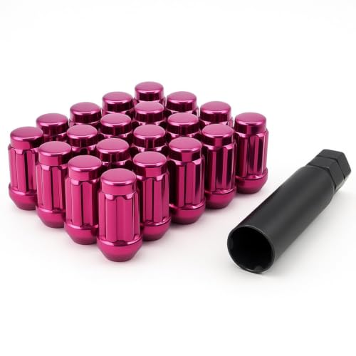 Image of 24 Pink Spline Drive Small Diameter Acorn 12x1.5 Pink Lug Nut Kit with Key