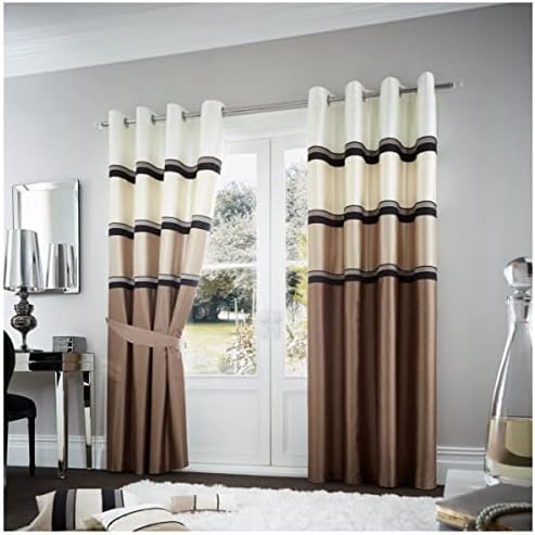 GC GAVENO CAVAILIA Fully Lined Curtains For Living Room, Ring top Eyelet Curtains Drapes With Tiebacks, 66X72 Inch, Blush Pink/Grey
