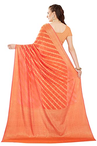 Image of RANI SAAHIBA Women's Georgette Silk Resham Woven Saree With Blouse Piece