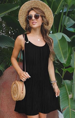 Vintage Summer Dresses for Women 2025 Sleeveless Beach Sundress Cover Ups Swing Casual Loose Tank Shirt Dress2