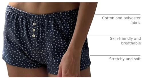 Image of Womens Y2K Pajama Shorts Low Waist Striped Floral Lounge Boxers Pj Bottoms Comfy Sleep Shorts