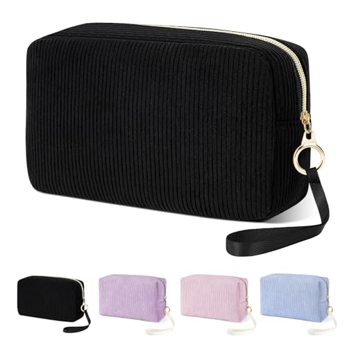 Likesing Tampon Holder for Purse Corduroy Period Bag Sanitary Napkin Storage Bag for Girls Womens Portable Feminine Emergency Pad Period Pouch(Black)