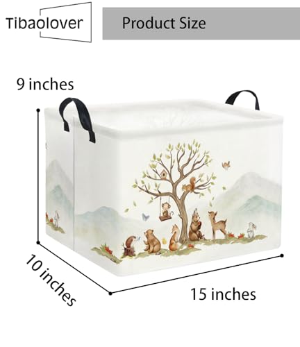 Image of Kids Baby Storage Basket for Boy and Girls - Gift Basket Empty Book Shelf - Rectangular Animal Room Decor for Bedroom Bathroom