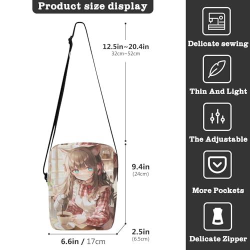 Beauty Anime Girl crossbody messenger bag mens crossbody Womens Purse Cross Body Adjustable Strap for Casual Outdoor Daily3