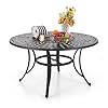 PHI VILLA Round Patio Dining Tables for 6 Person Outdoor Aluminum Table 54 Dia with 21 Umbrella Hole Lawn Garden Tables for All Weather