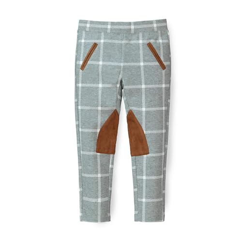 Hope & Henry Girls' Ponte Riding Pants, Gray and White Plaid, 12 - 18 Months