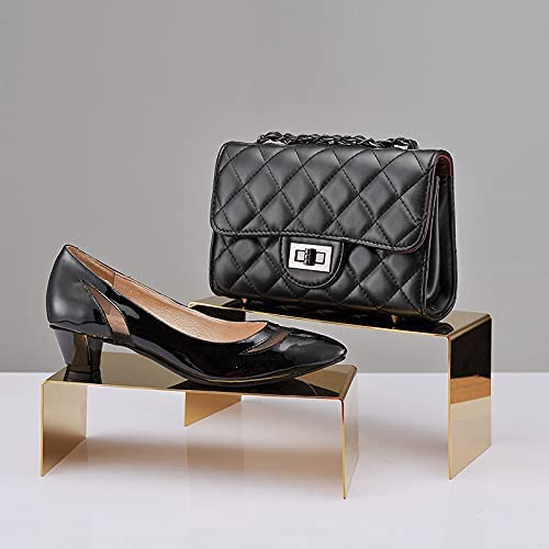 K Kaidiyin Purse Display Stand, 3 Gold Handbag Display Risers Shoe Jewelry Display Stand Stainless Steel,Countertop Risers For Display Perfume Handbag Holder #TOP1