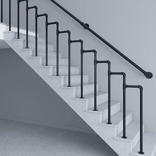 Pasamanos de escalera negro de hierro forjado para 5 escalones interiores y exteriores H65cm