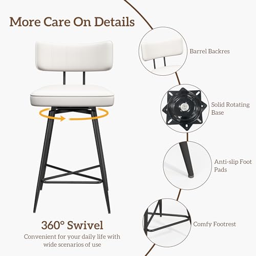 Image of GXJ Bar Stools Set of 3, Kitchen Counter stools with Backs and Metal Legs