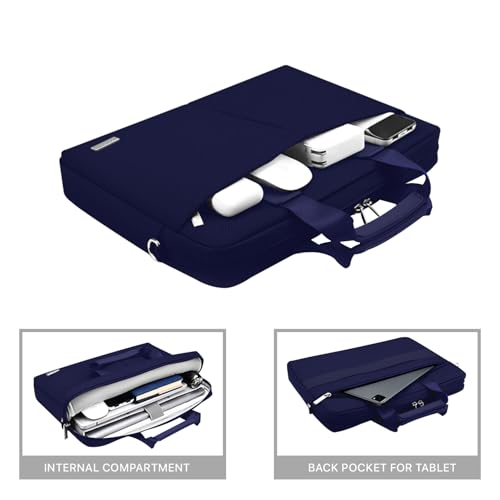 Image of GRIPP Hugo Laptop Sleeve Bag for Laptop /MacBook up to 14 Inch, Detachable Shoulder Strap, Carry Handle, Trolley Sleeve, Tablet Compartment, Multiple Organisers, Office and Travel Bag - Blue