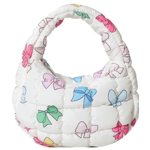 Image of Quilted MINI Handbag and Purses Women Puffer Nylon Hobo Cotton Padded Purse Work Travel Lightweight