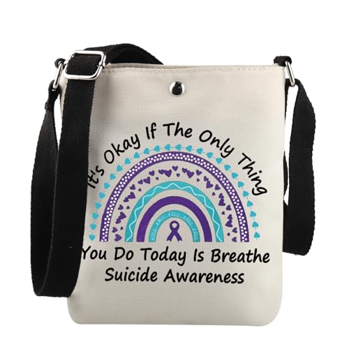 JNIAP Suicide Awareness Gift Suicide Prevention Crossbody Bag Mental Health Therapist Gift