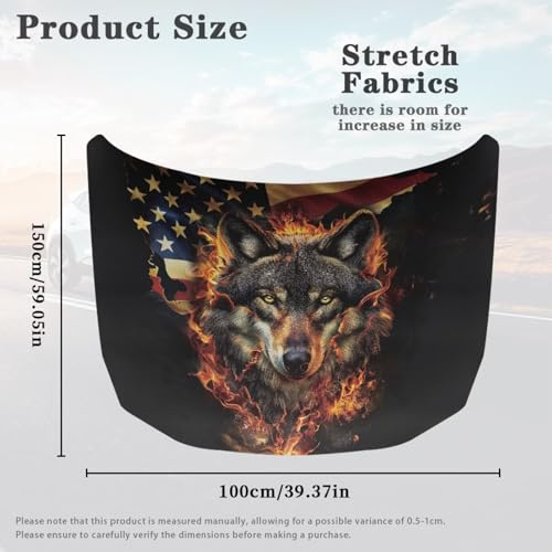 Image of Flag Cool Wolf Flag Car Hood Cover Easy Installation Car Hood Cover Protector Removable Automotive Accessories Fabric Hood Cover All-Season Protection for Car Decor